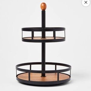 NWT Threshold Two-Tier Black and Wood Stand